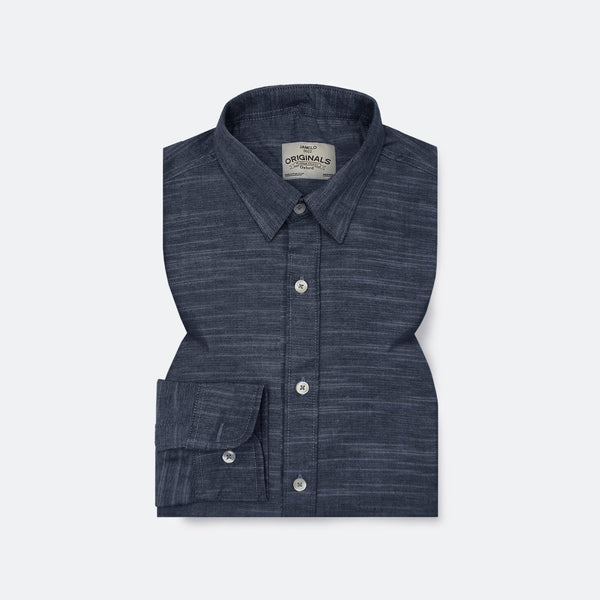 Navy Blue Slub Oxford Shirt