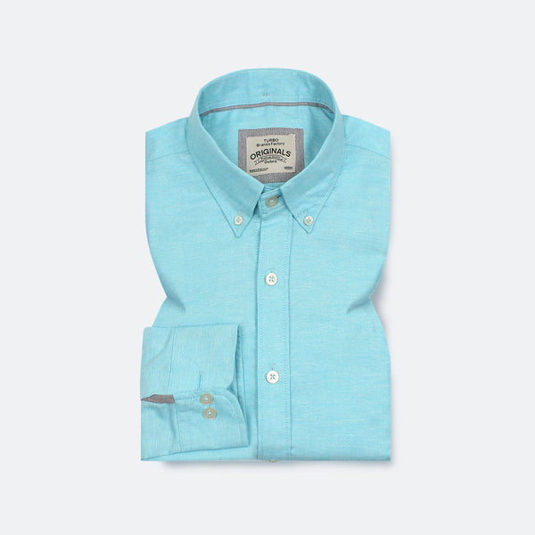 Double Tone Aqua Blue Oxford Shirt