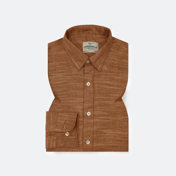 Mud Brown Slub Oxford Shirt