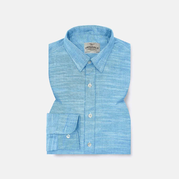 Blue Slub Oxford Shirt