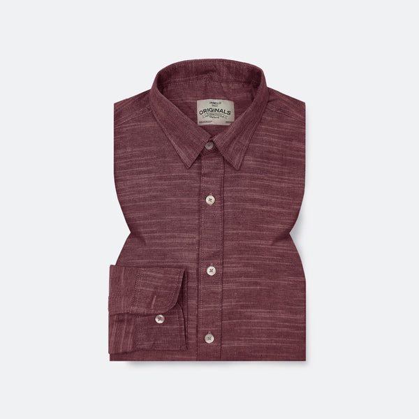 Marron Slub Oxford Shirt