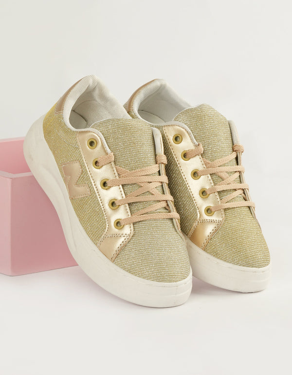 Lustrous Luxe Sneakers - Champagne Gold