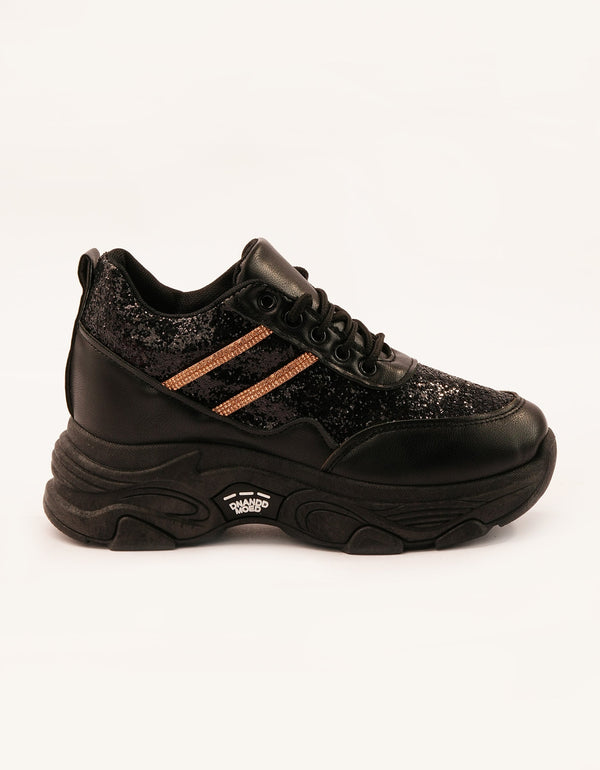 Super Sole Black Chunky Sneakers