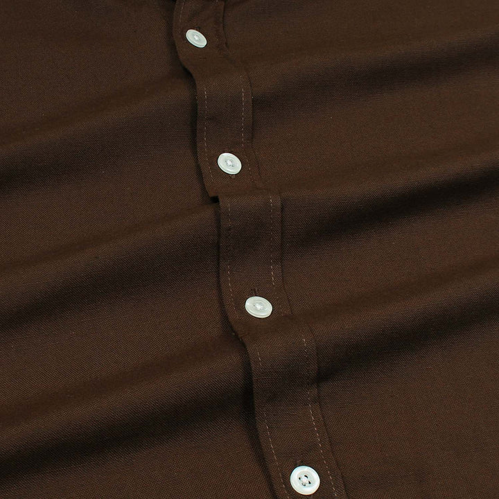 Dark Wood Brown Oxford Shirt.