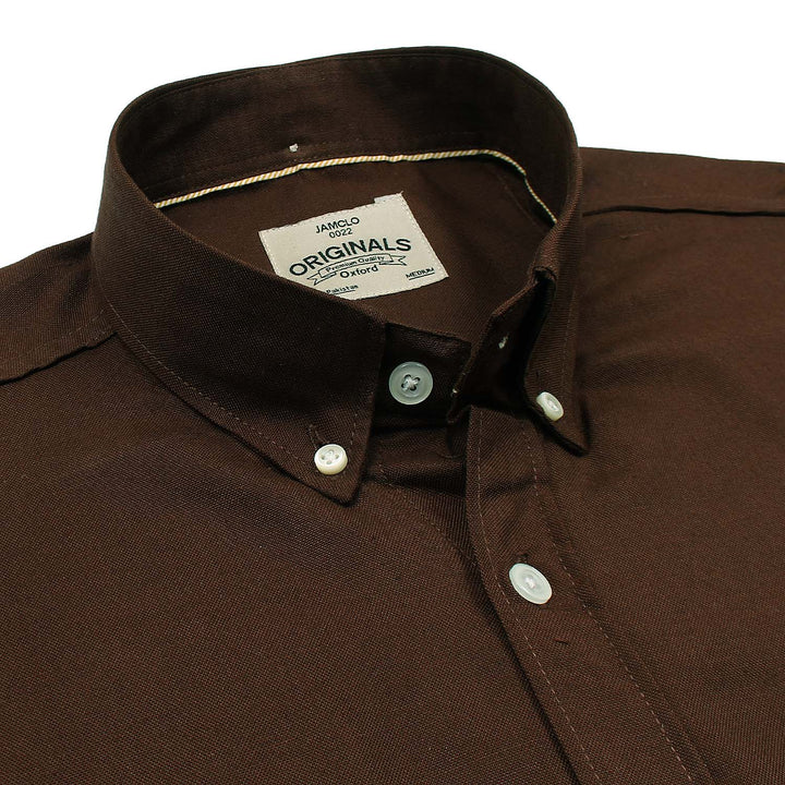 Dark Wood Brown Oxford Shirt.