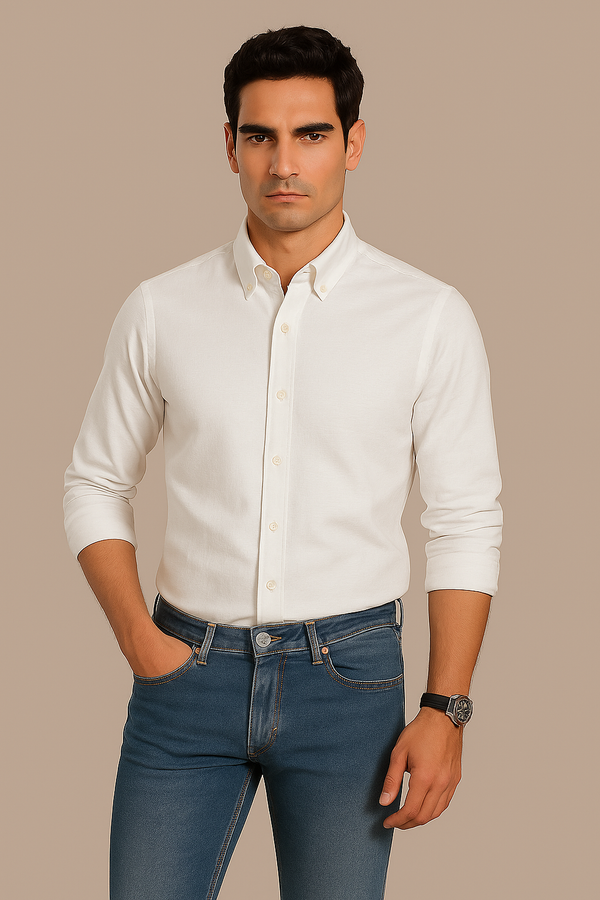 White Slub Oxford Shirt