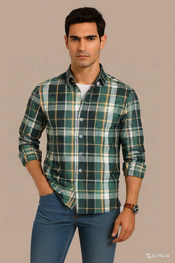 Green Wide Check Shirt