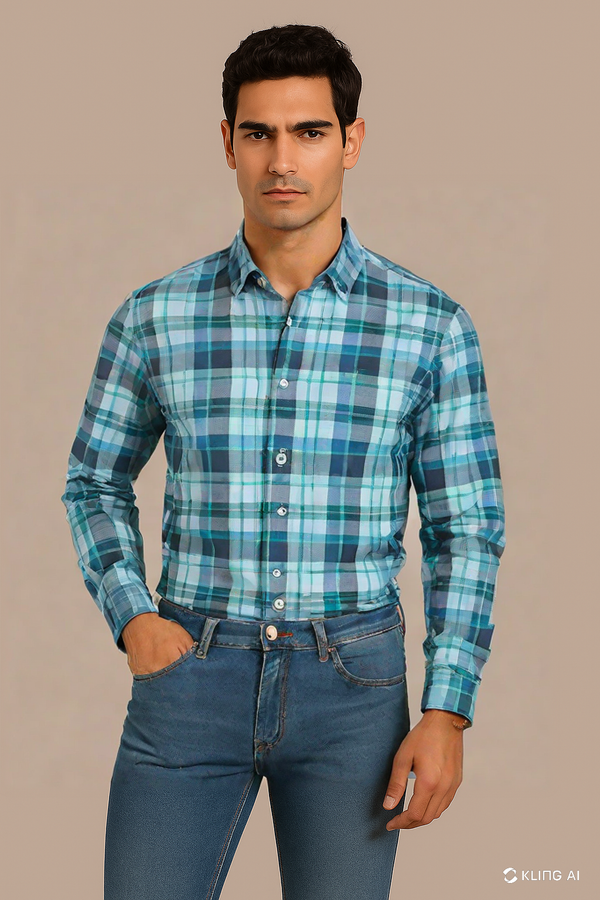 Blue Wide Check Shirt
