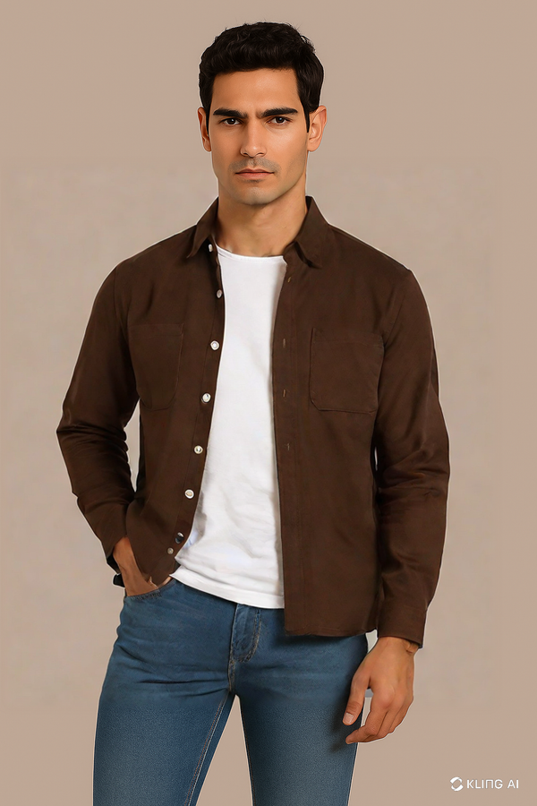 Dark Wood Brown Oxford Shirt