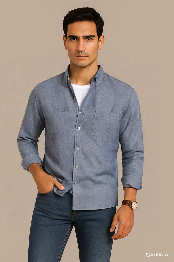 Double Tone Grey Oxford Shirt