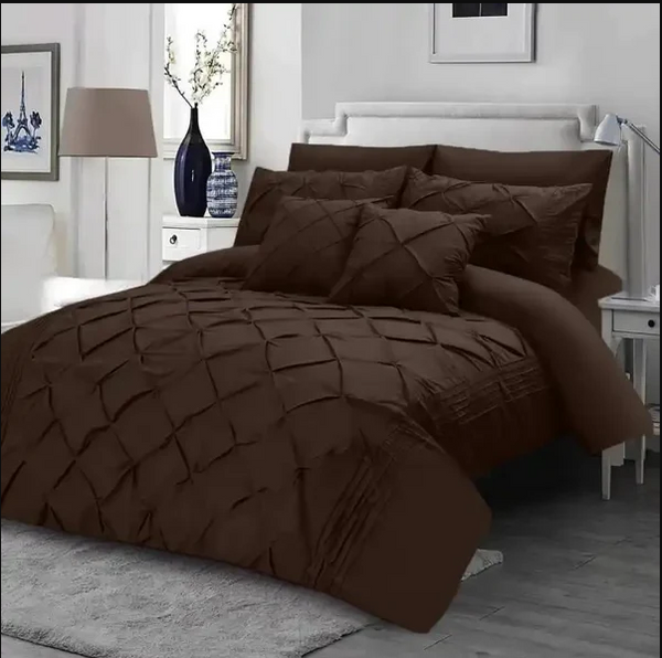 Dark Brown Pintuck - 8pcs Duvet Set