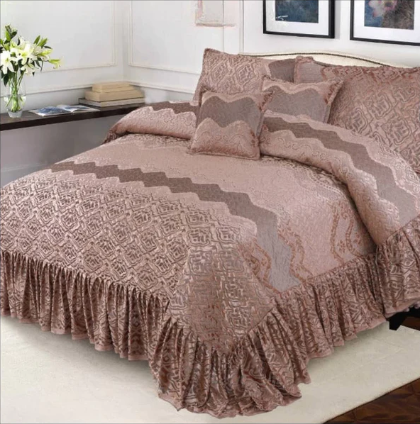 Bridal Fancy Frill Set (Brown) - 14pcs Bed in Bag Set