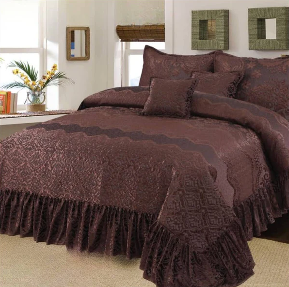 Bridal Fancy Frill Set (Choco Brown) - 14pcs Bed in Bag Set