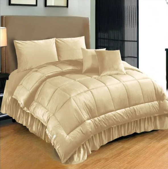 Pure Luxury Velvet Winter Set (Pearl Cream) - 6pcs Comforter Set