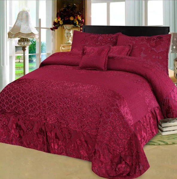 Bridal Fancy Frill Set (Redish Maroon) - 14pcs Bed in Bag Set