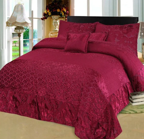 Bridal Fancy Frill Set (Redish Maroon) - 4pcs Bedsheet Set