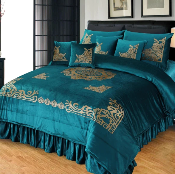 Pure Velvet Laser Applique Set (Zinc) - 9pcs Duvet Set