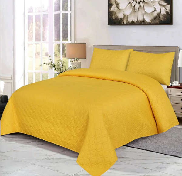 Premium Bedspread Mustard - 3pcs Set #9342