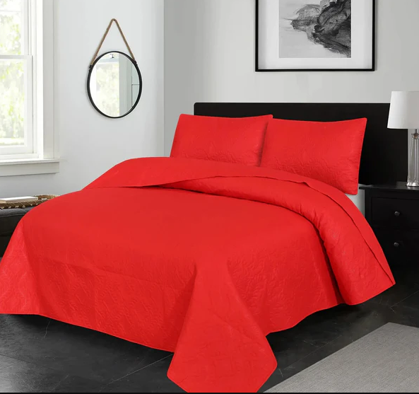 Premium Bedspread Redish - 3pcs Set #9356