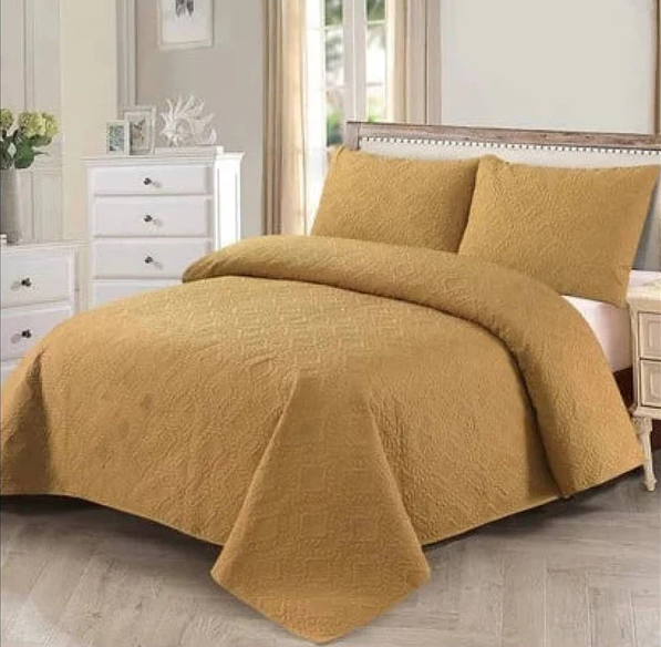 Premium Bedspread Camel - 3pcs Set #9348