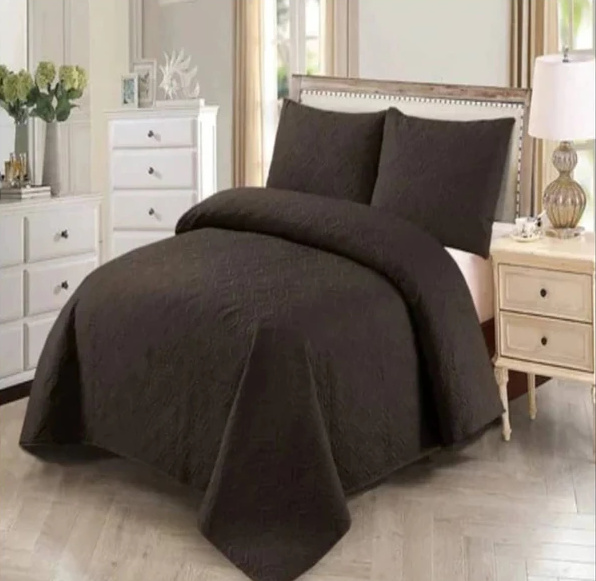 Premium Bedspread Choco Brown - 3pcs Set #9342