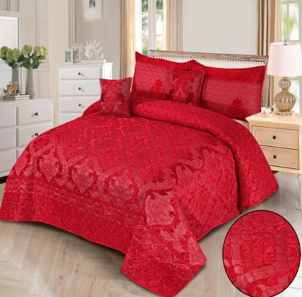 Palachi Bridal Fancy Set (Red) - 5pcs Bedsheet Set