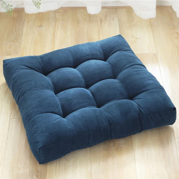 Tufted Square Floor Cushion - 1514-Blue