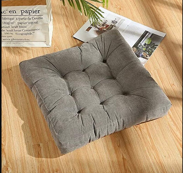 Tufted Square Floor Cushion - 1516-Grey