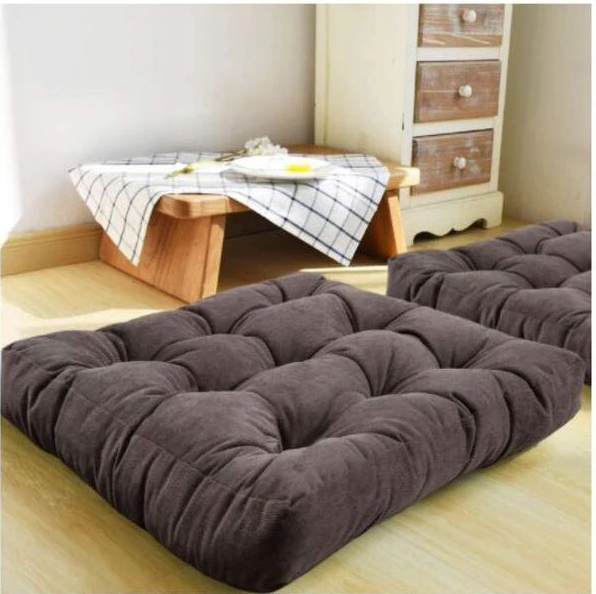 2pcs x Tufted Square Floor Cushion - 2517-Sepia Brown