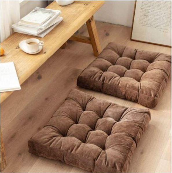 2pcs x Tufted Square Floor Cushion - 2516-Brown