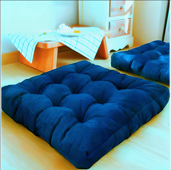 2pcs x Tufted Square Floor Cushion - 2513-Blue