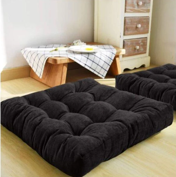 2pcs x Tufted Square Floor Cushion - 2514-Black