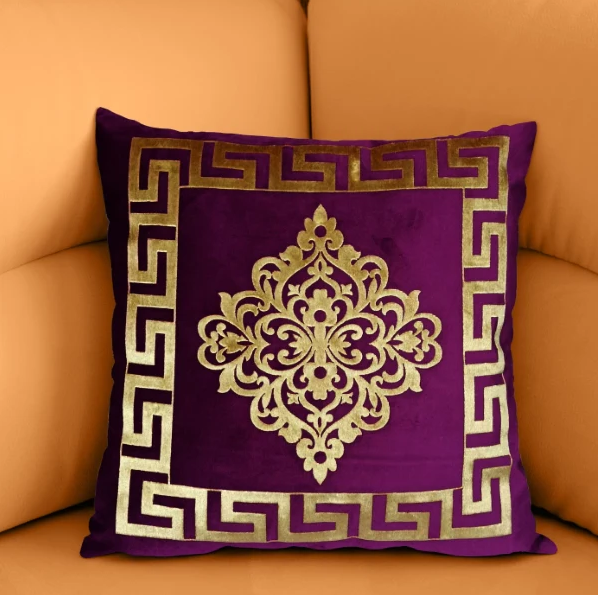 2pcs Laser Applique Filled Velvet Cushion - Magenta