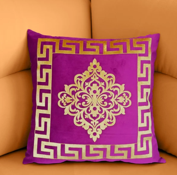 2pcs Laser Applique Filled Velvet Cushion - Purple